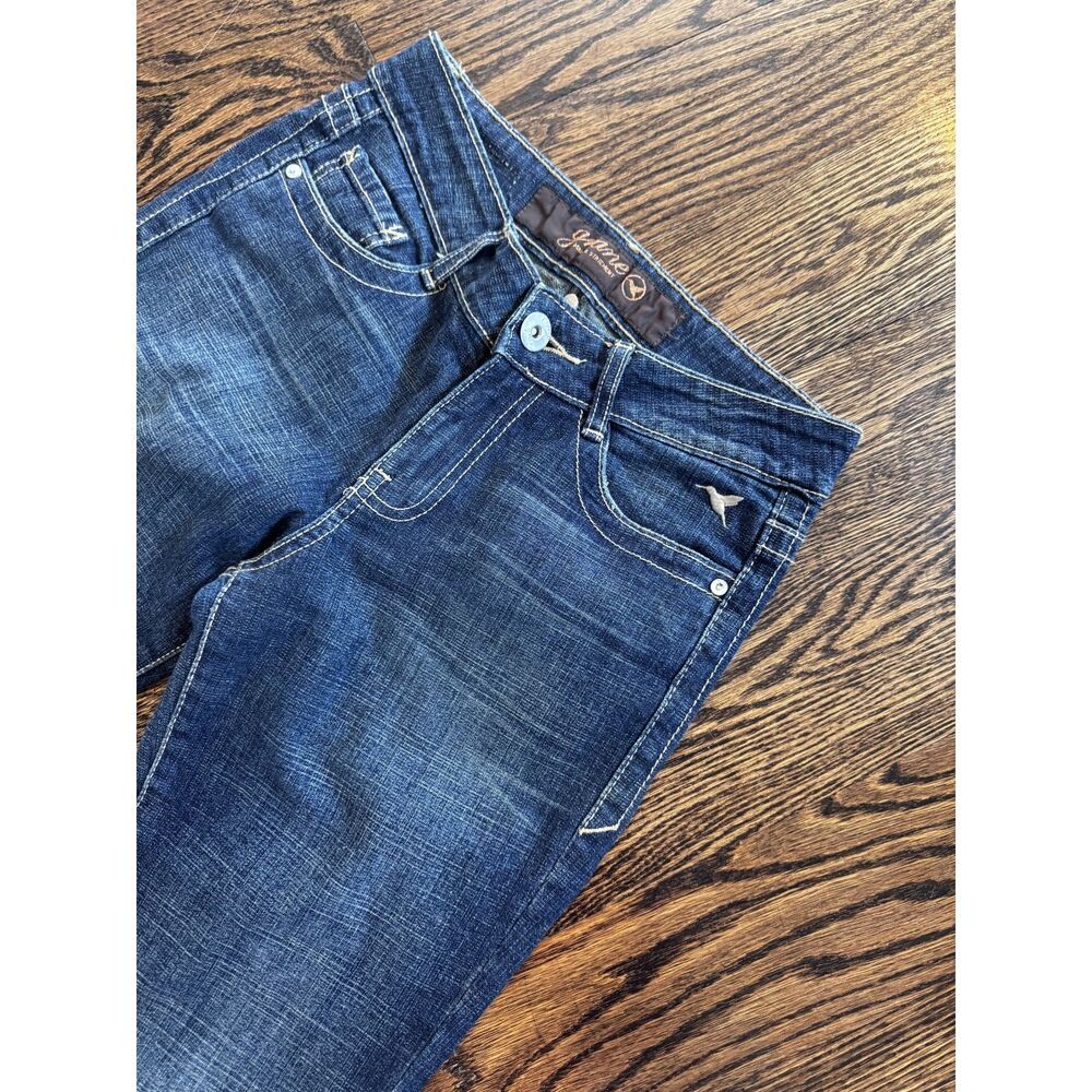 Game Y2K Low Rise Flare Jeans Dark Wash Embroidered Back Pockets 2000s Size 3 - Picture 4 of 8